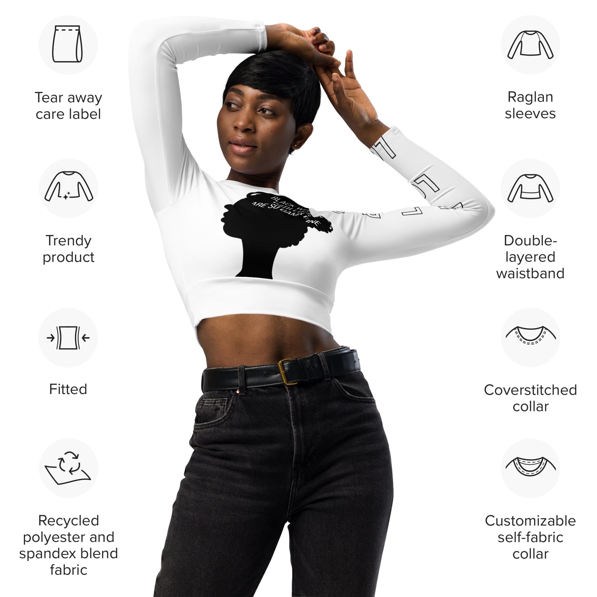 Black Women with Locs are Fine - long-sleeve crop top