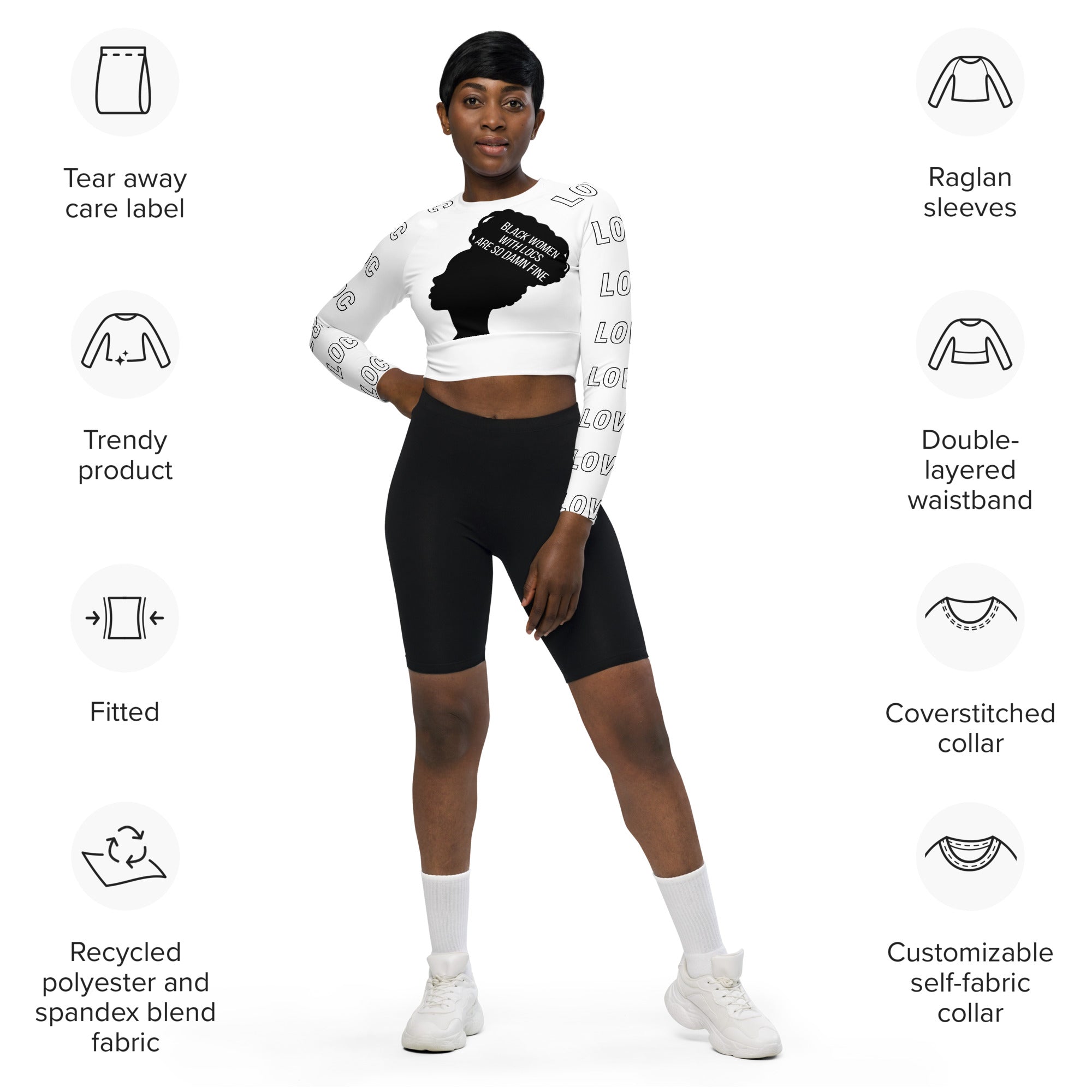 Black Women with Locs are Fine - long-sleeve crop top