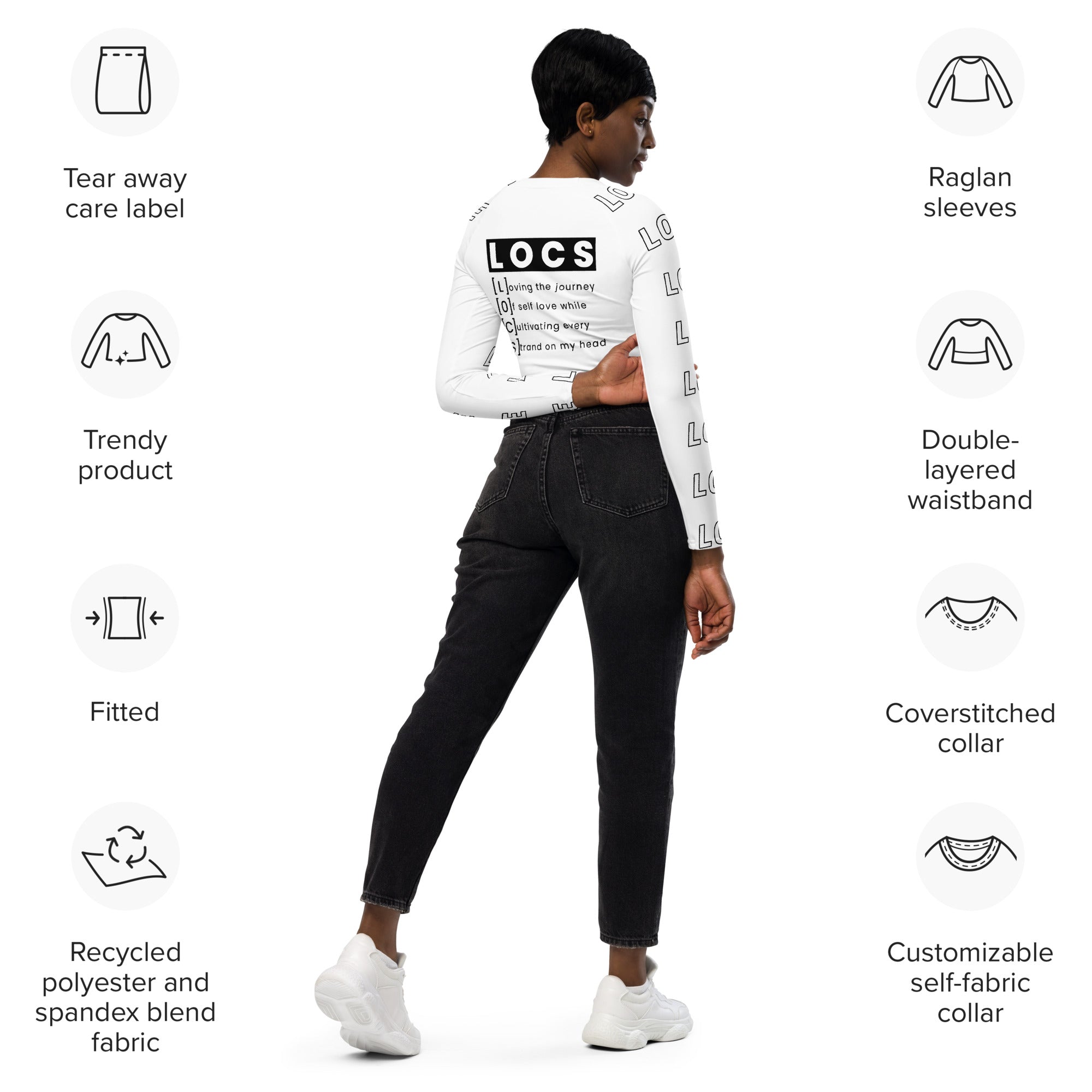 Black Women with Locs are Fine - long-sleeve crop top